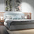 Bed with built-in nightstands and lighting