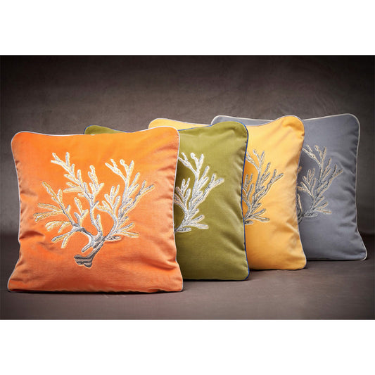 Piccole Gioie velluto Coralle Yellow with metallic embroidery