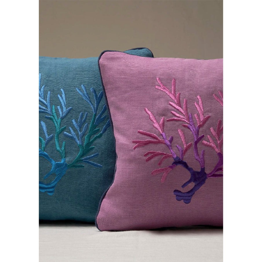 Corallomania White and green with blue embroidery