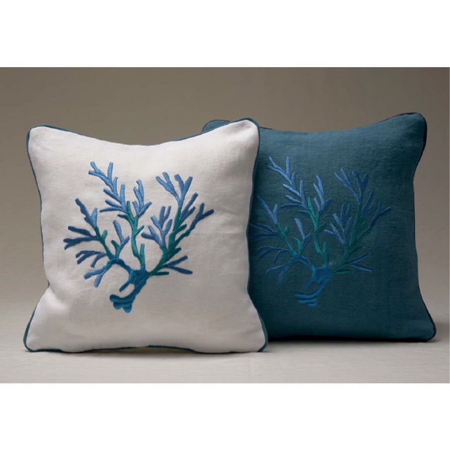 Corallomania White and green with blue embroidery