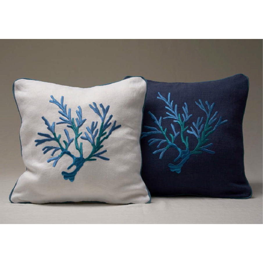Corallomania White and green with blue embroidery